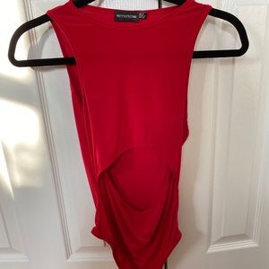 Red cut out body suit